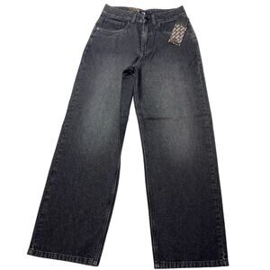 Vans Off the Wall Denim Jeans Women 26x30 Black Washed Wide Leg Baggy Loose Fit